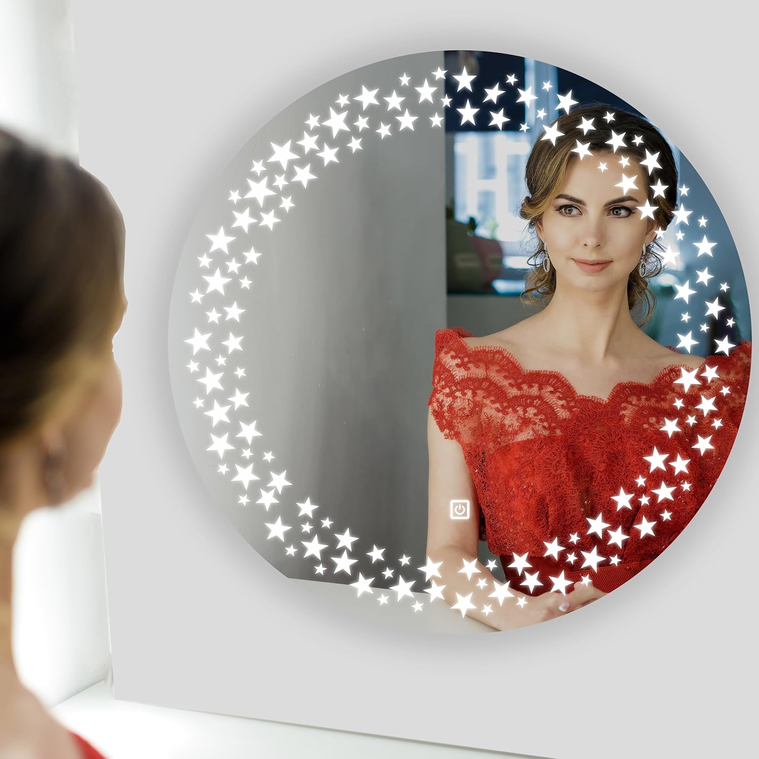 LUPPRA Round 24x24 Inch Wall-Mounted LED Mirror with Smart Sensor and 3-Color Light (Warm, White, Natural) | Mirror Light, Wash Basin Wall Mirror, Fancy Washbasin Mirror,Smart LED Design image 4